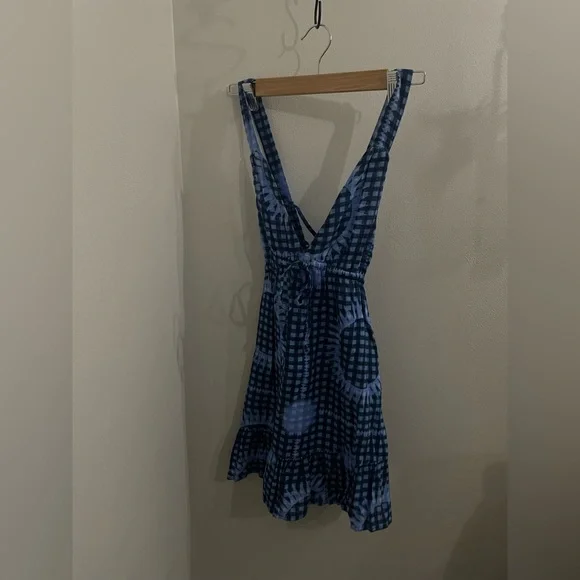 Urban Outfitters | Dresses | Urban Outfitters Size Xs Blue Checkered Flowy  Mini Dress | Poshmark